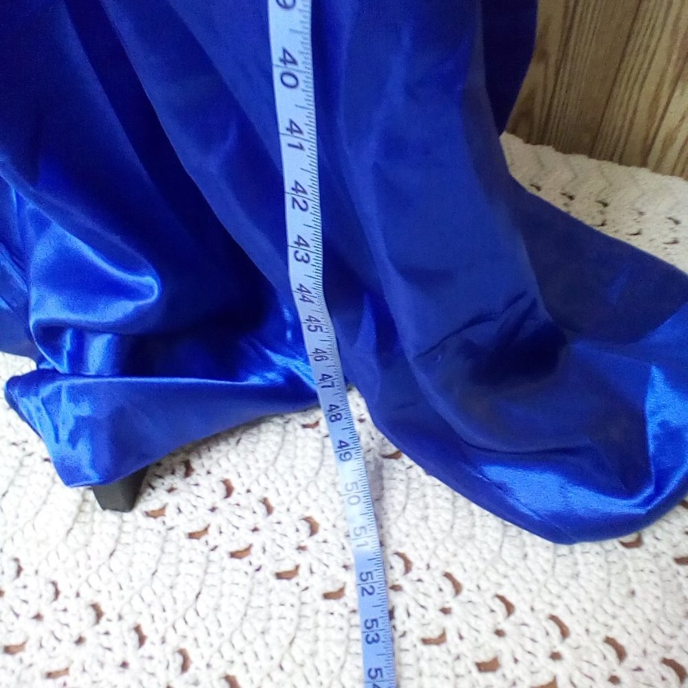 Evening prom blue dress white lace backless sleeveless top - Picture 5 of 7